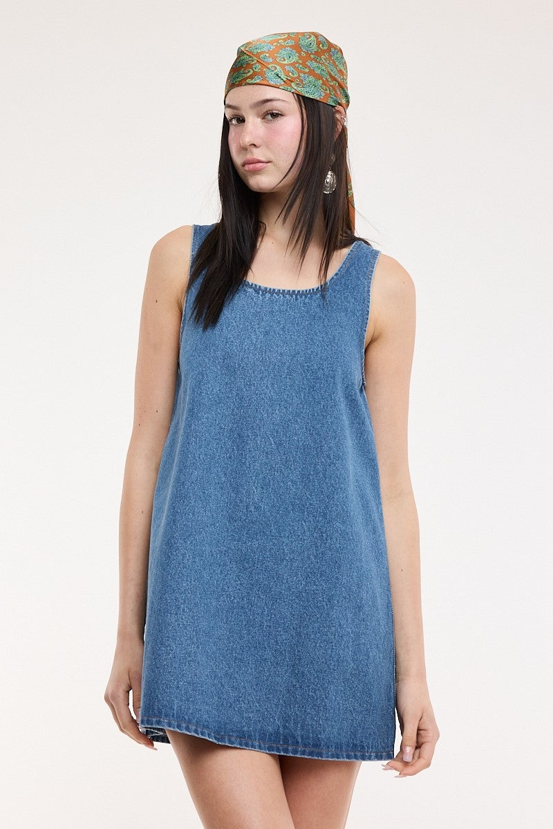 Round Neck Denim Dress
