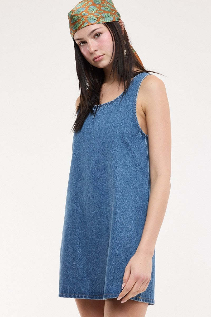 Round Neck Denim Dress