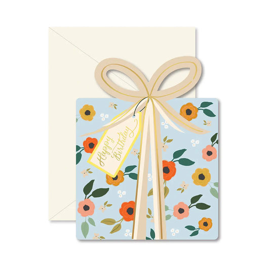 Blue Floral Birthday Card