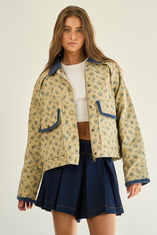 Blue Floral Fall Jacket
