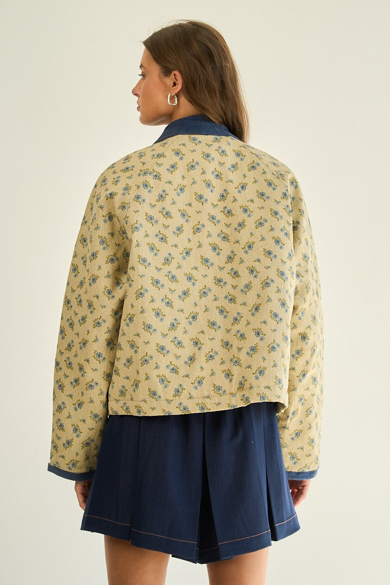Blue Floral Fall Jacket