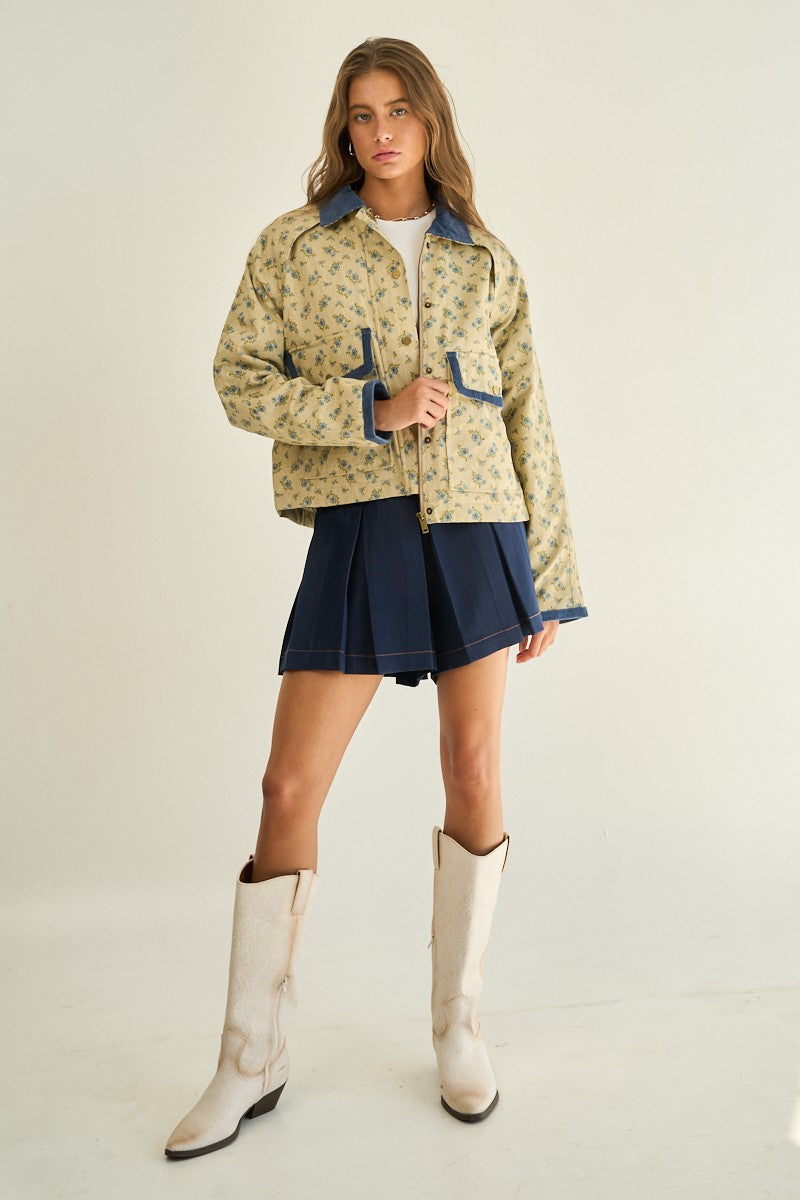Blue Floral Fall Jacket