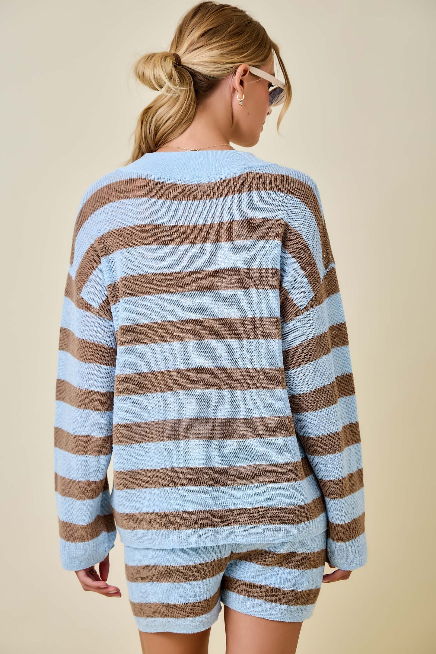 Blue Stripe Knit Long Sleeve