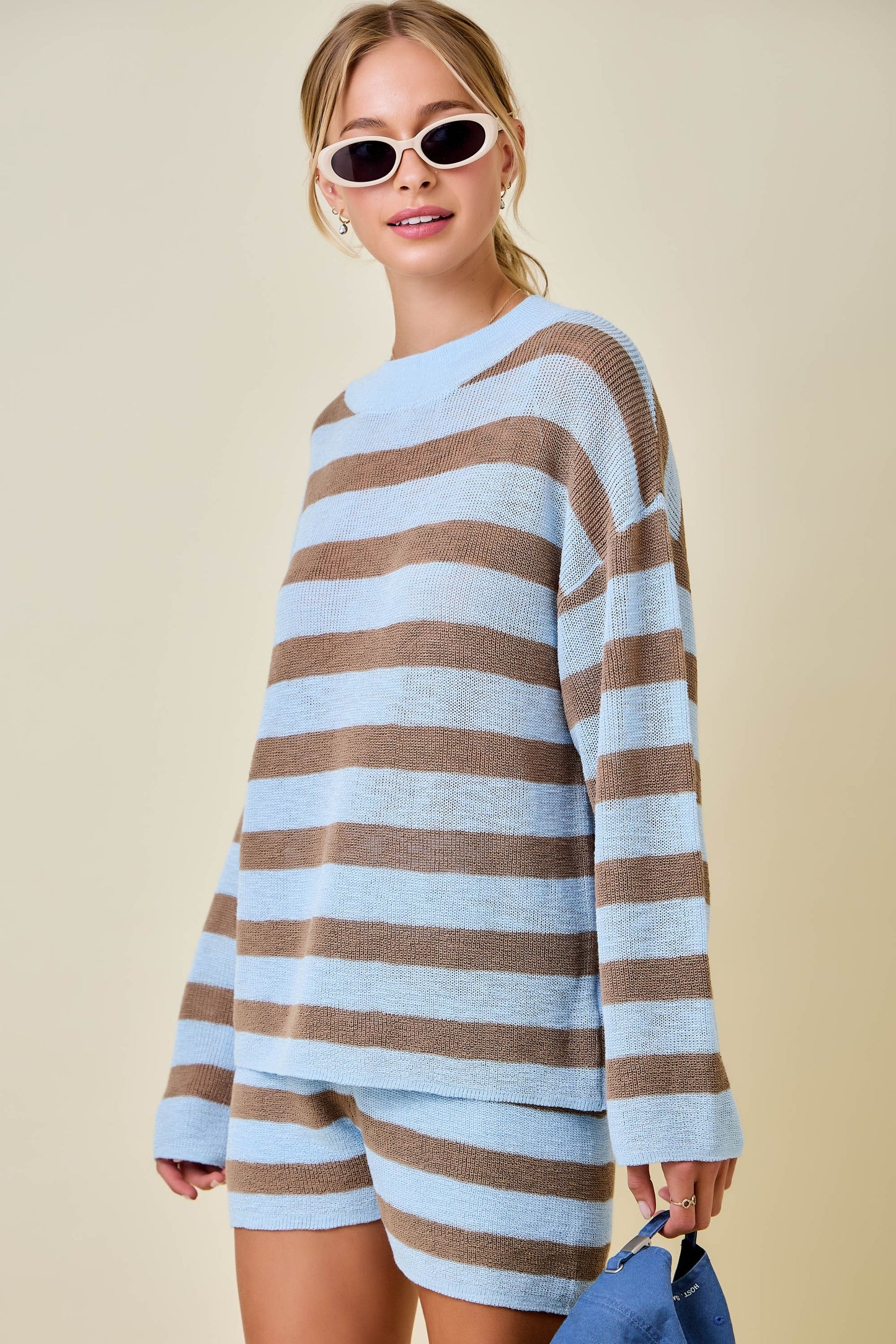 Blue Stripe Knit Long Sleeve