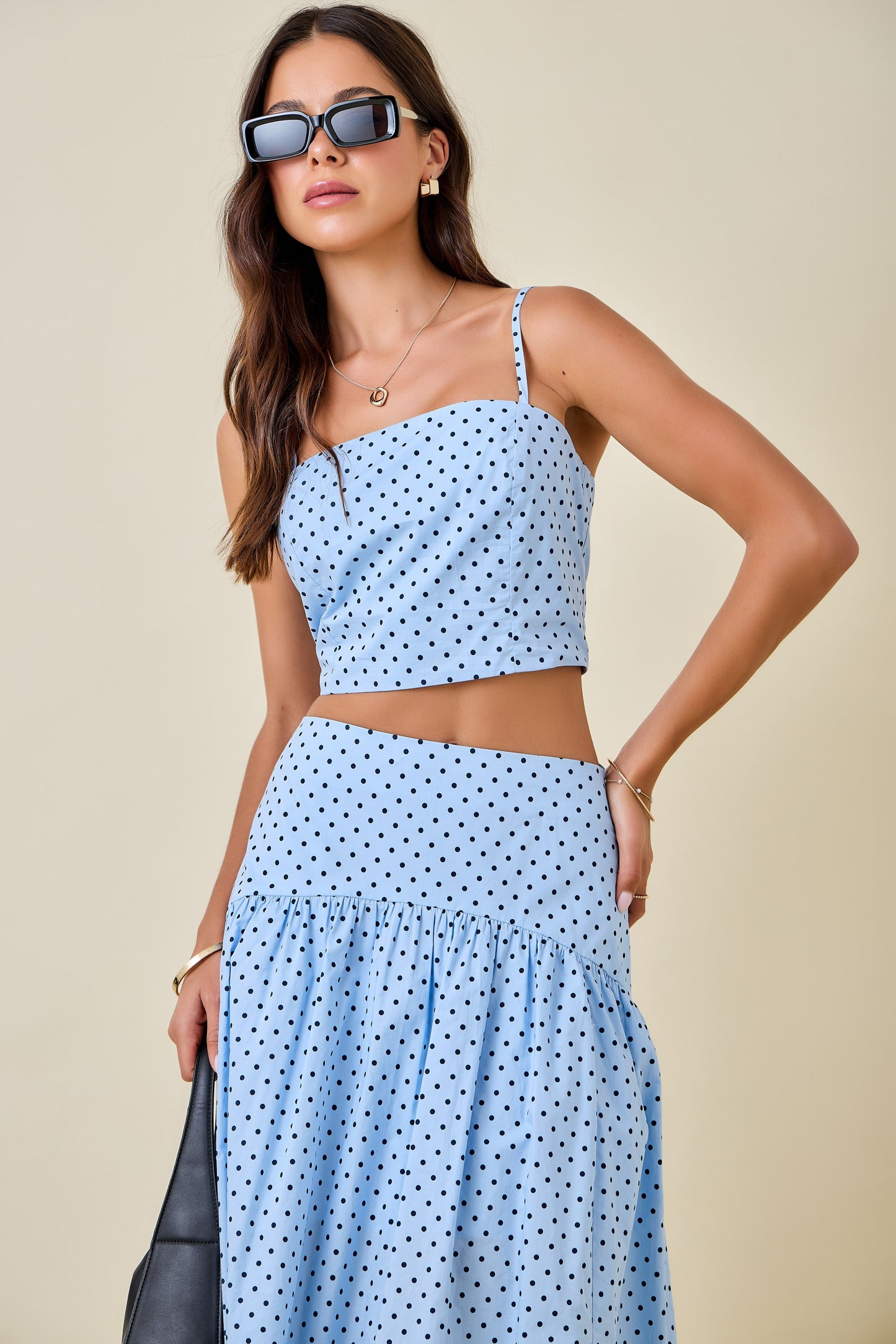 Blue + Navy Polka Dot Top
