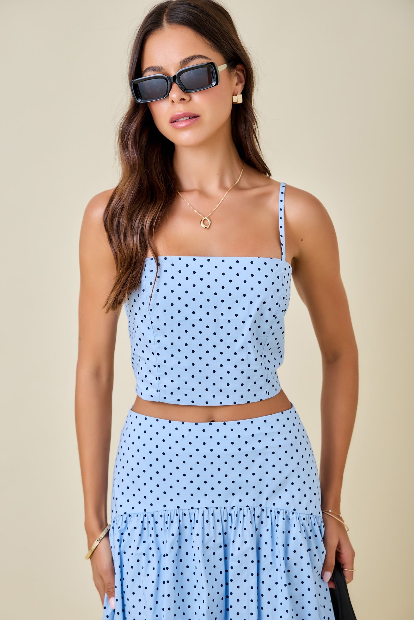 Blue + Navy Polka Dot Top