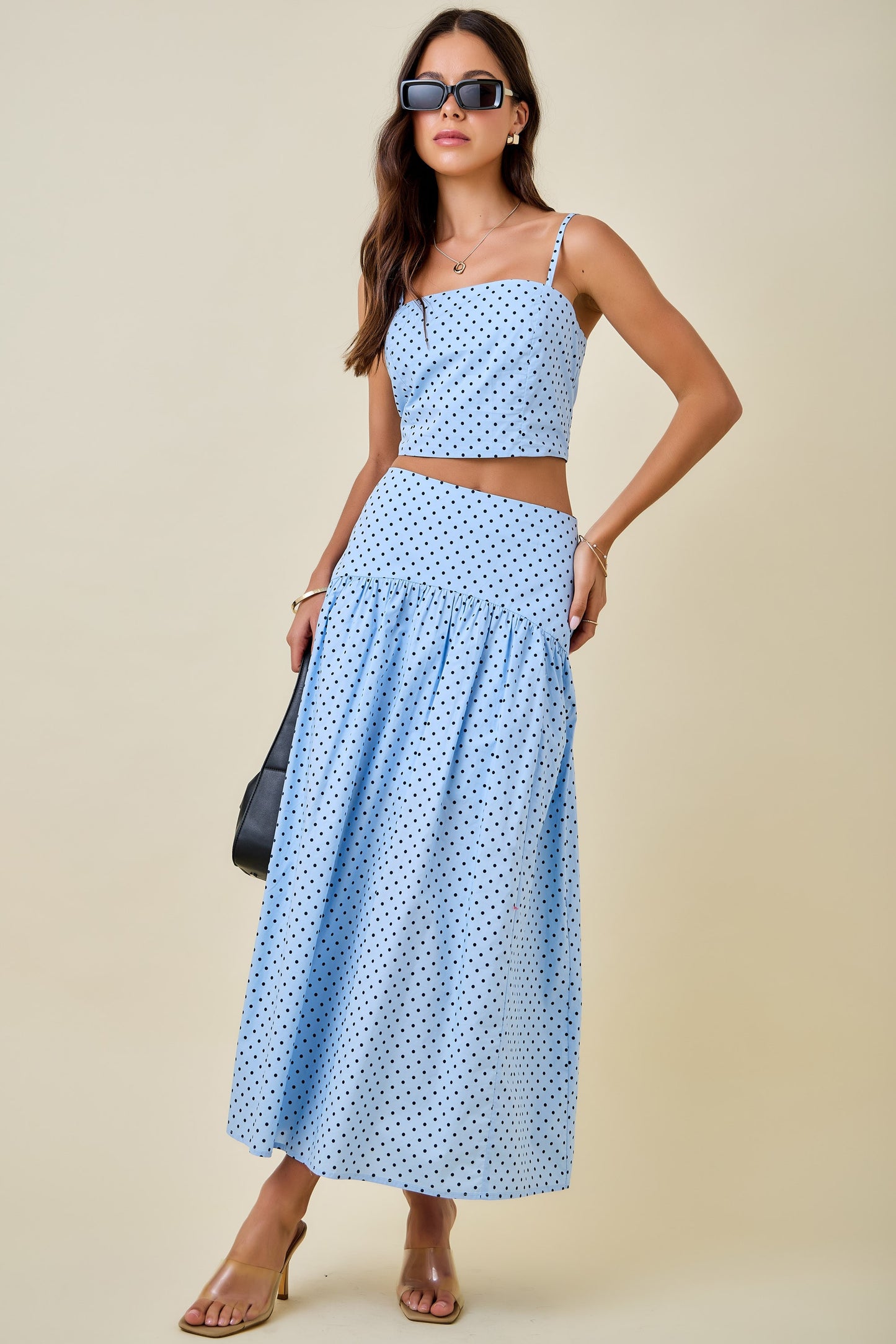 Blue + Navy Polka Dot Top