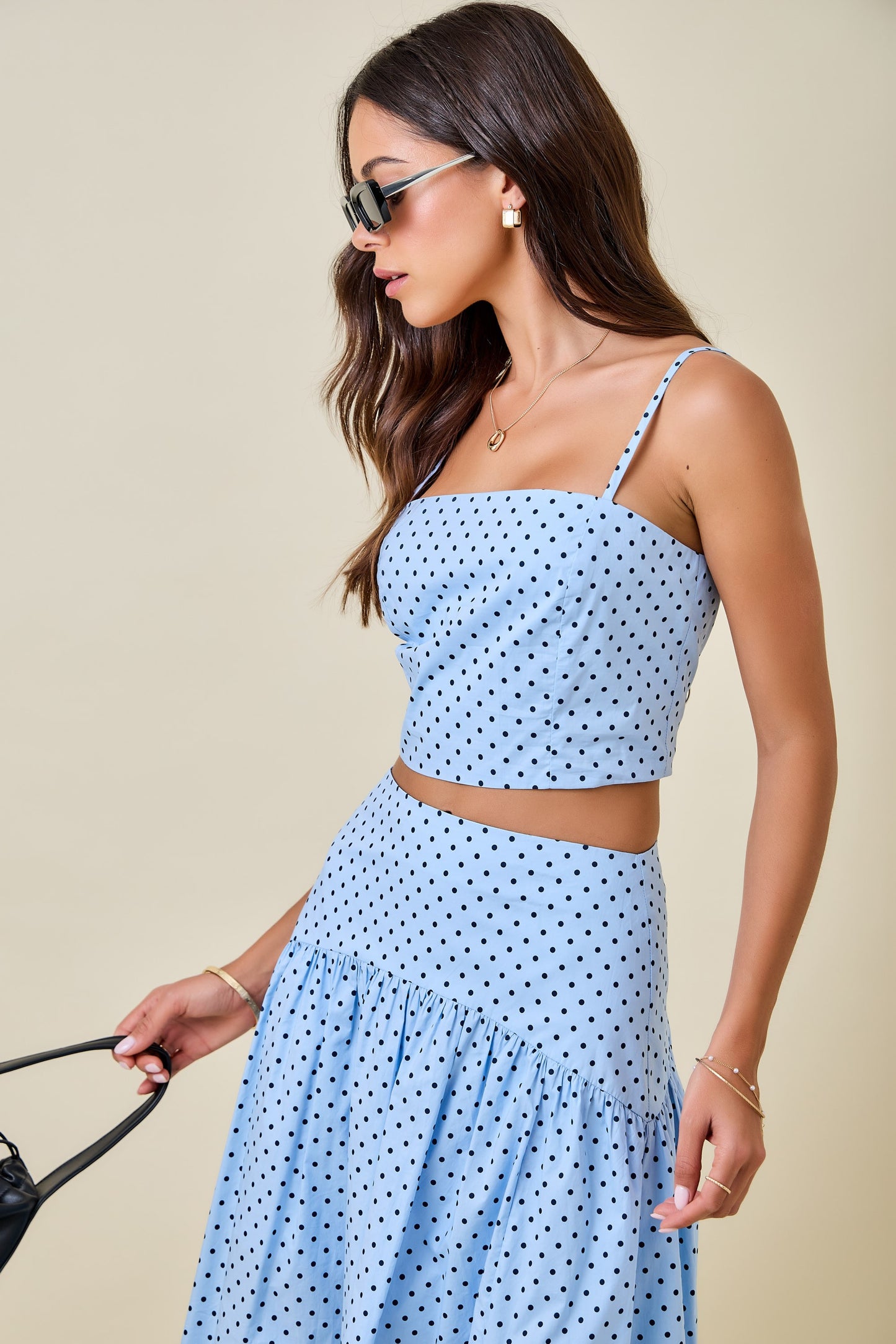 Blue + Navy Polka Dot Top