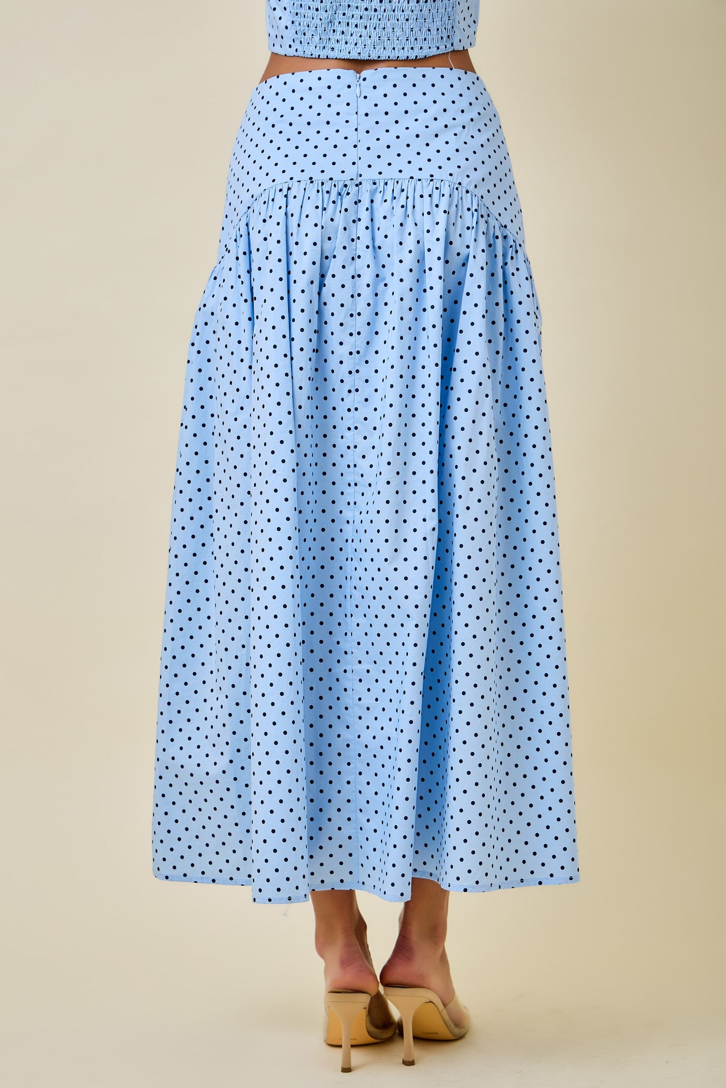 Blue + Navy Polka Dot Skirt