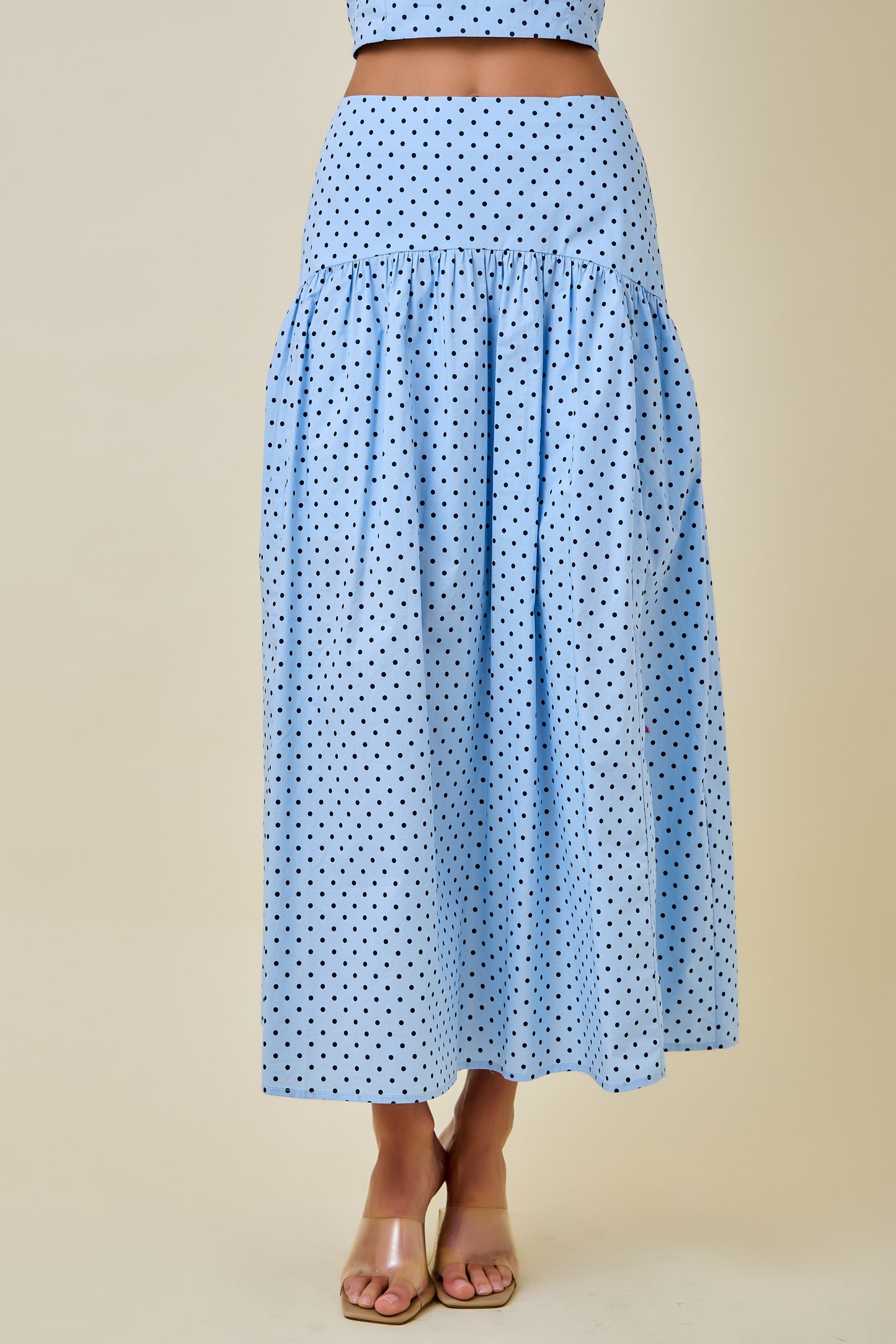 Blue + Navy Polka Dot Skirt