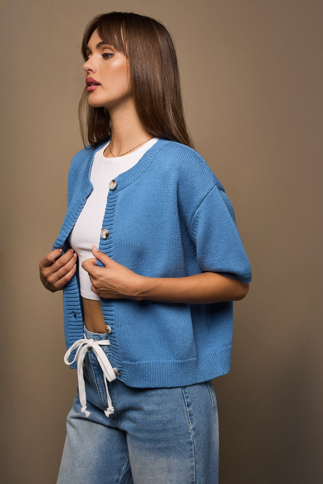 Dusty Blue Sweater Cardigan