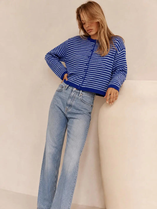 Hues of Blues Striped Cardigan
