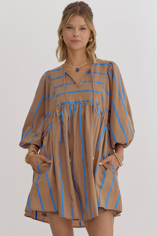 Blue Stripe Tie Dress