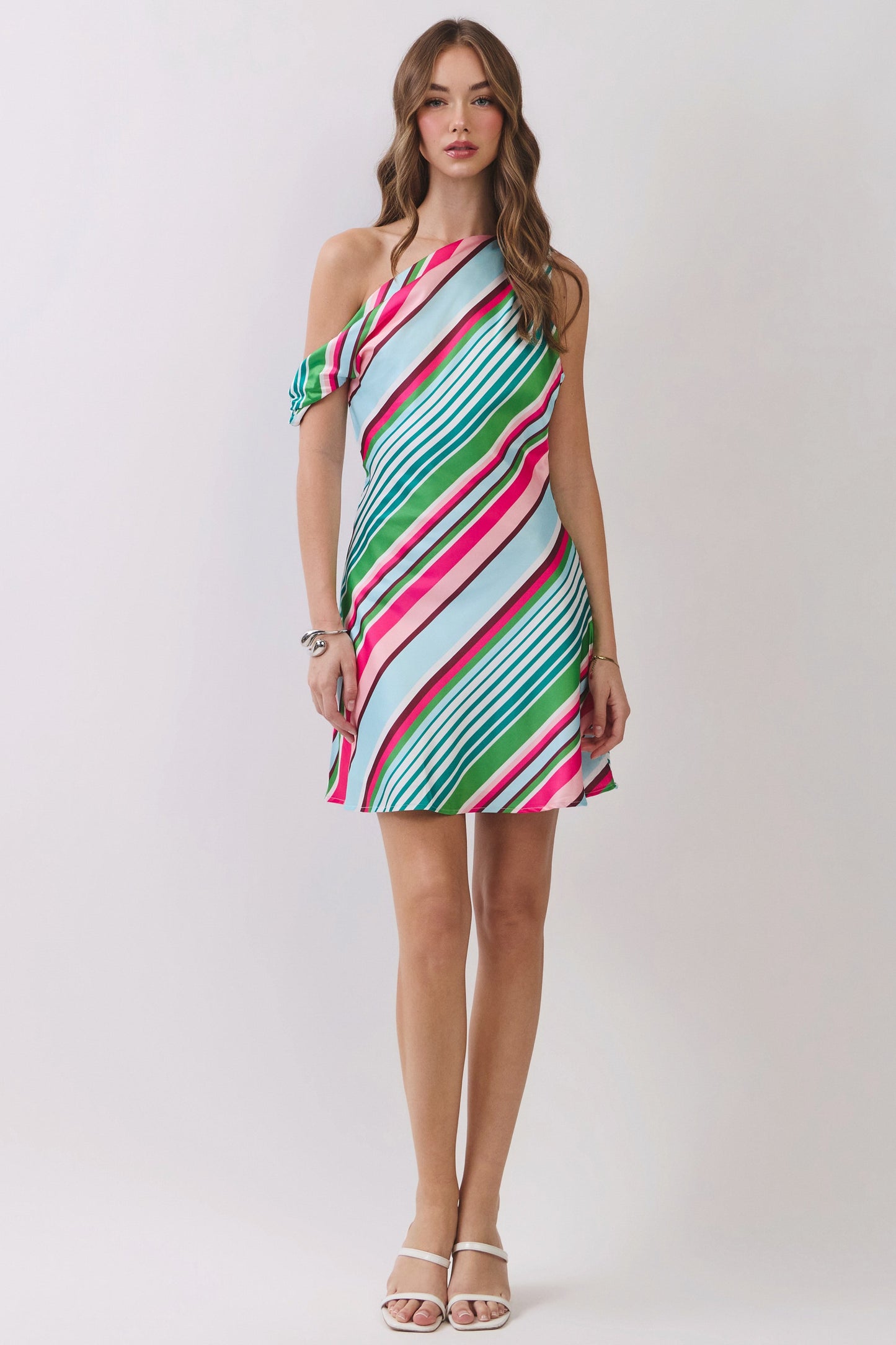 Stripe One Shoulder Mini