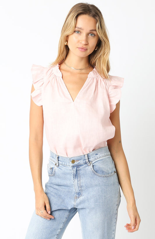 Heidi Linen Top- Blush