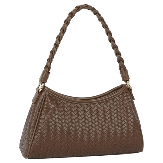 Brown Braided Shoulder Bag