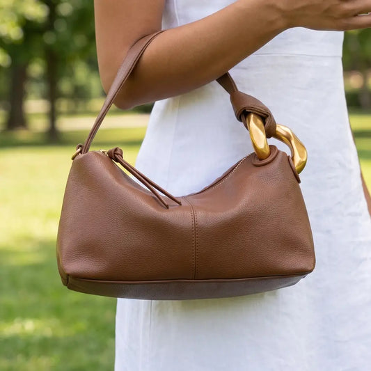Brown Chunky Link Hobo Bag