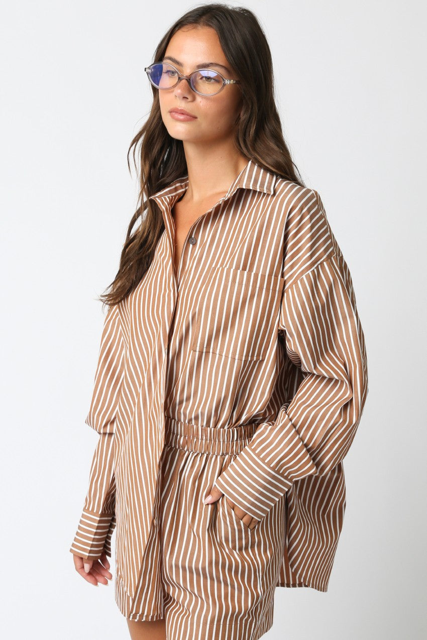 Brown Dominique Stripe Shirt
