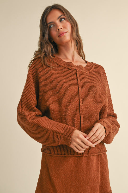 Brown Round Neck Sweater