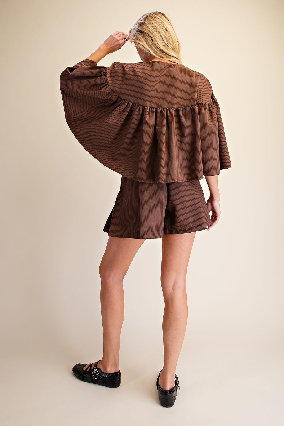 Brown Stripe Swing Cape Top