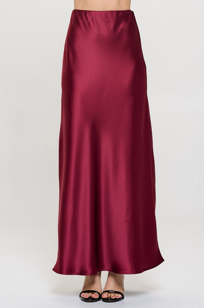 Burgundy Satin Skirt