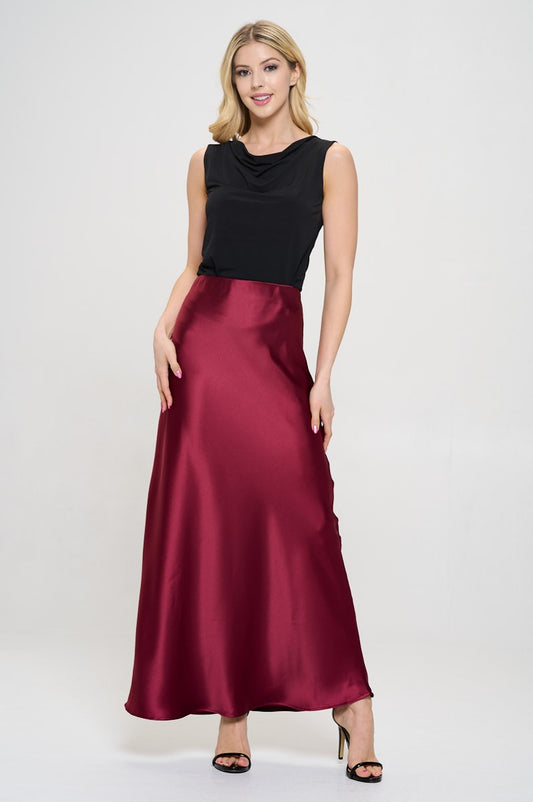 Burgundy Satin Skirt