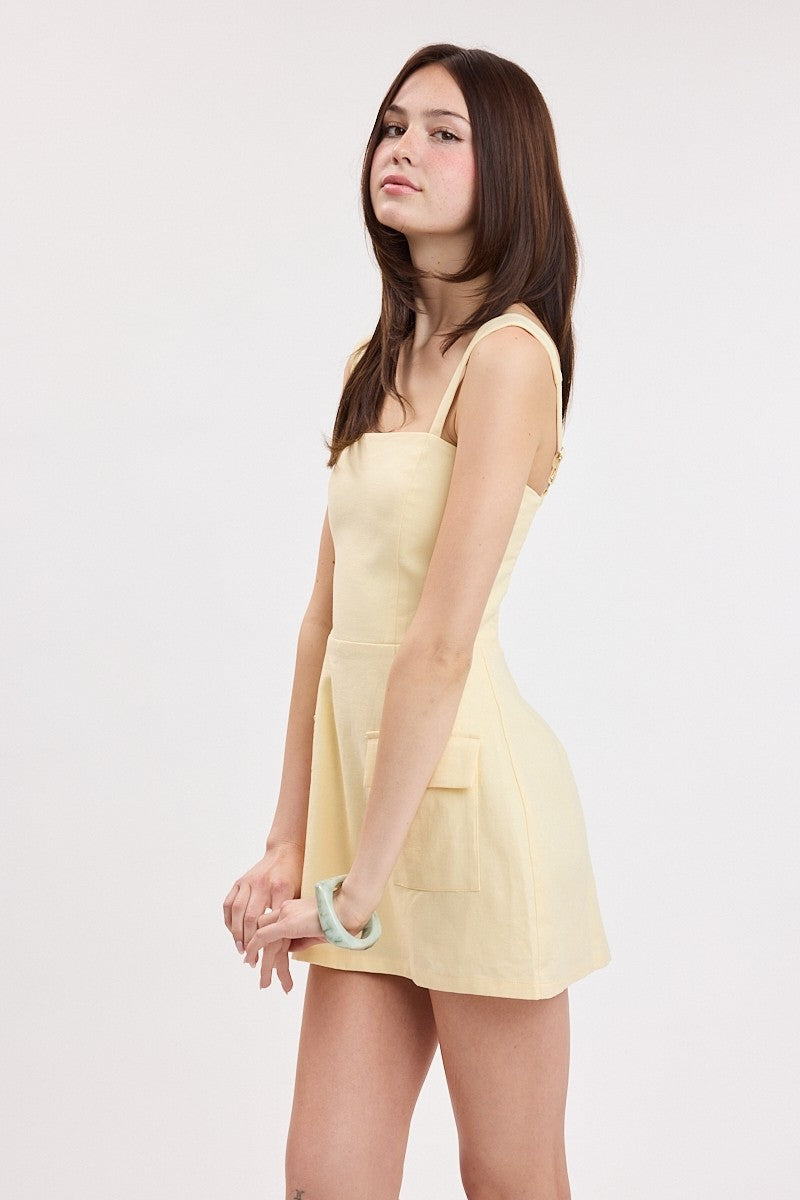 Butter Yellow Square Neck Mini