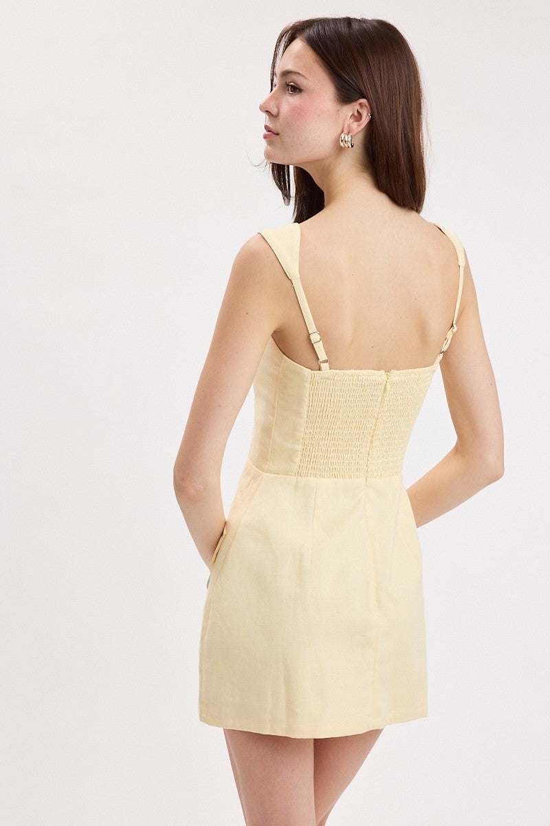 Butter Yellow Square Neck Mini