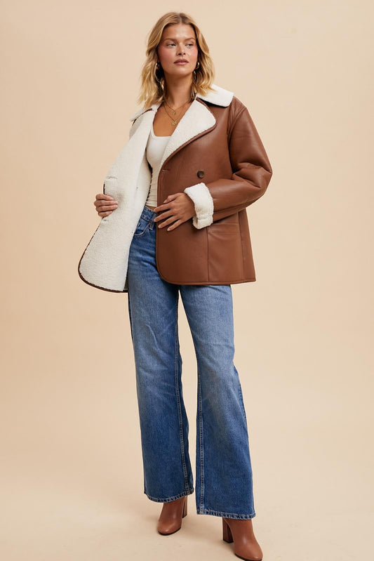 Camel Vegan Sherpa Coat