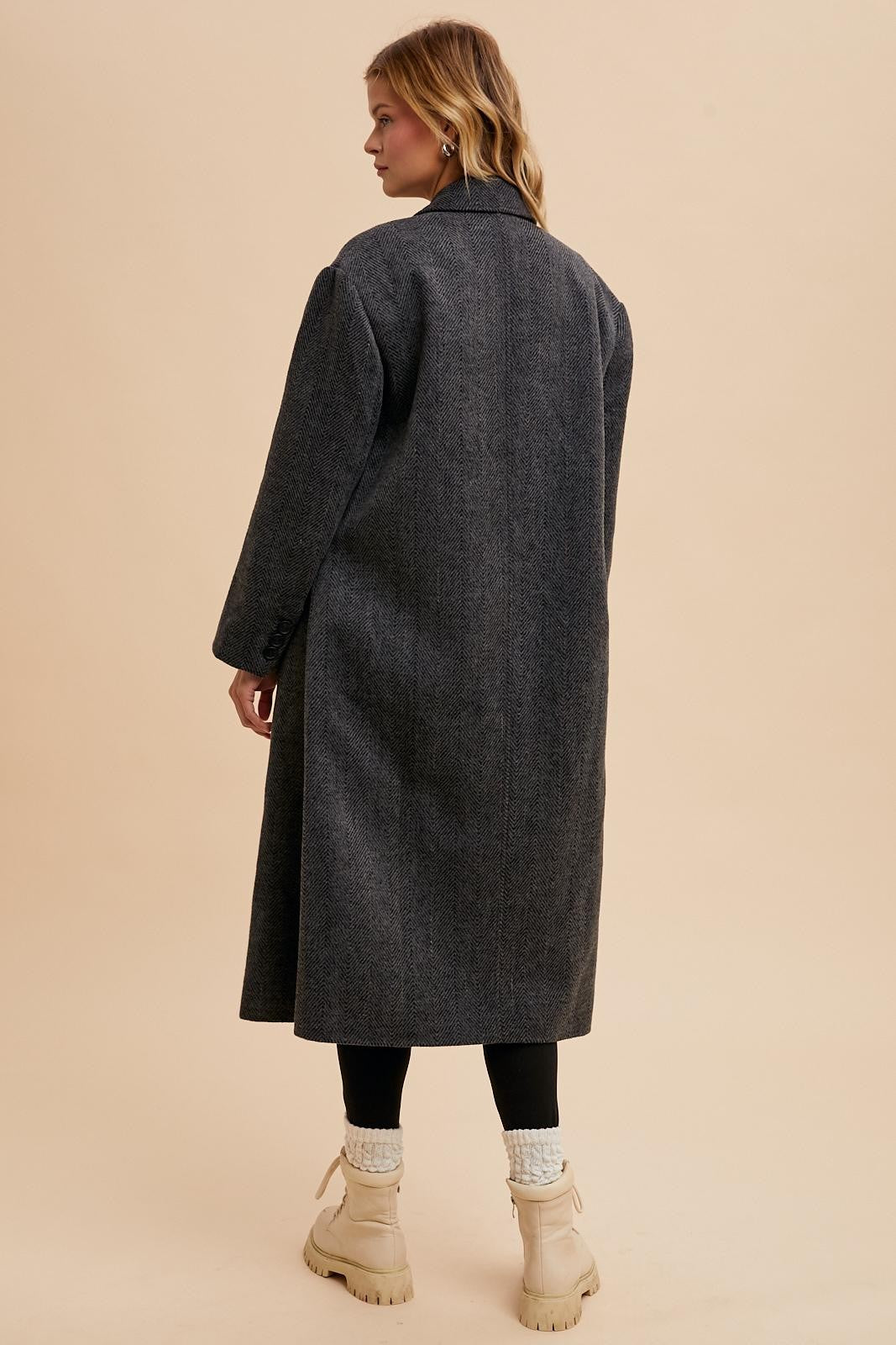 Herringbone Long Line Coat