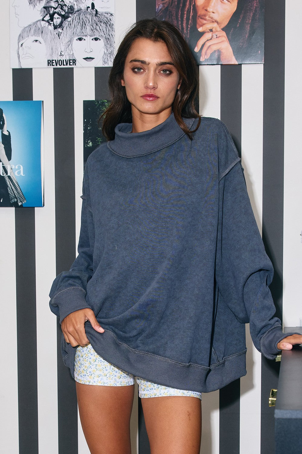 Charcoal Mock Neck Pullover