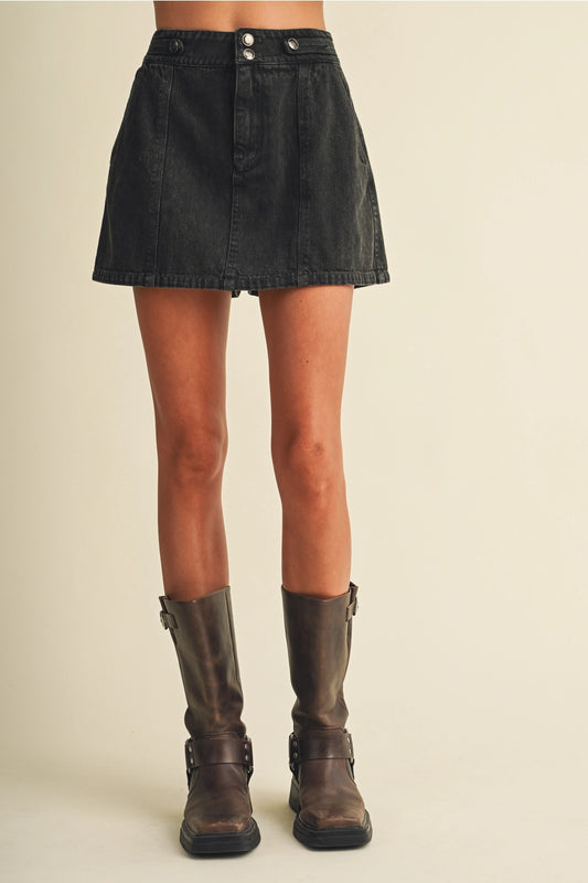 Charcoal Double Button Skort