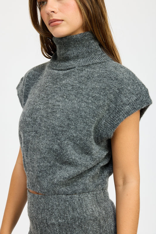 Charcoal Turtleneck Top