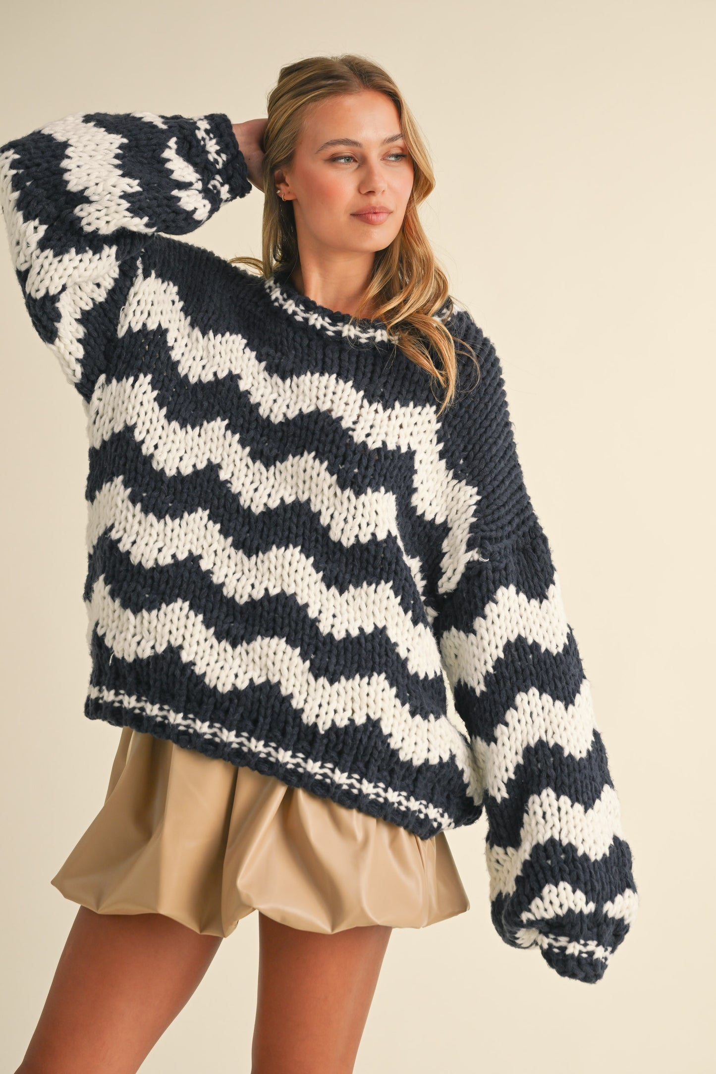 Oversized Chevron Chunky Sweater