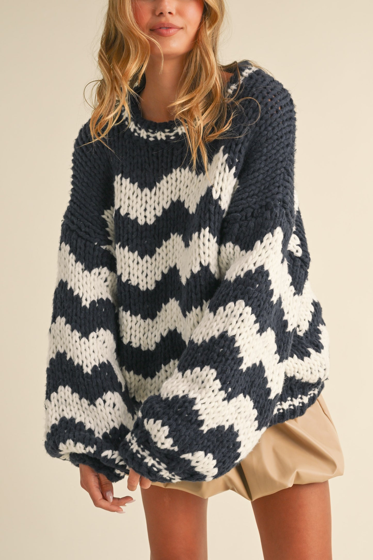 Oversized Chevron Chunky Sweater