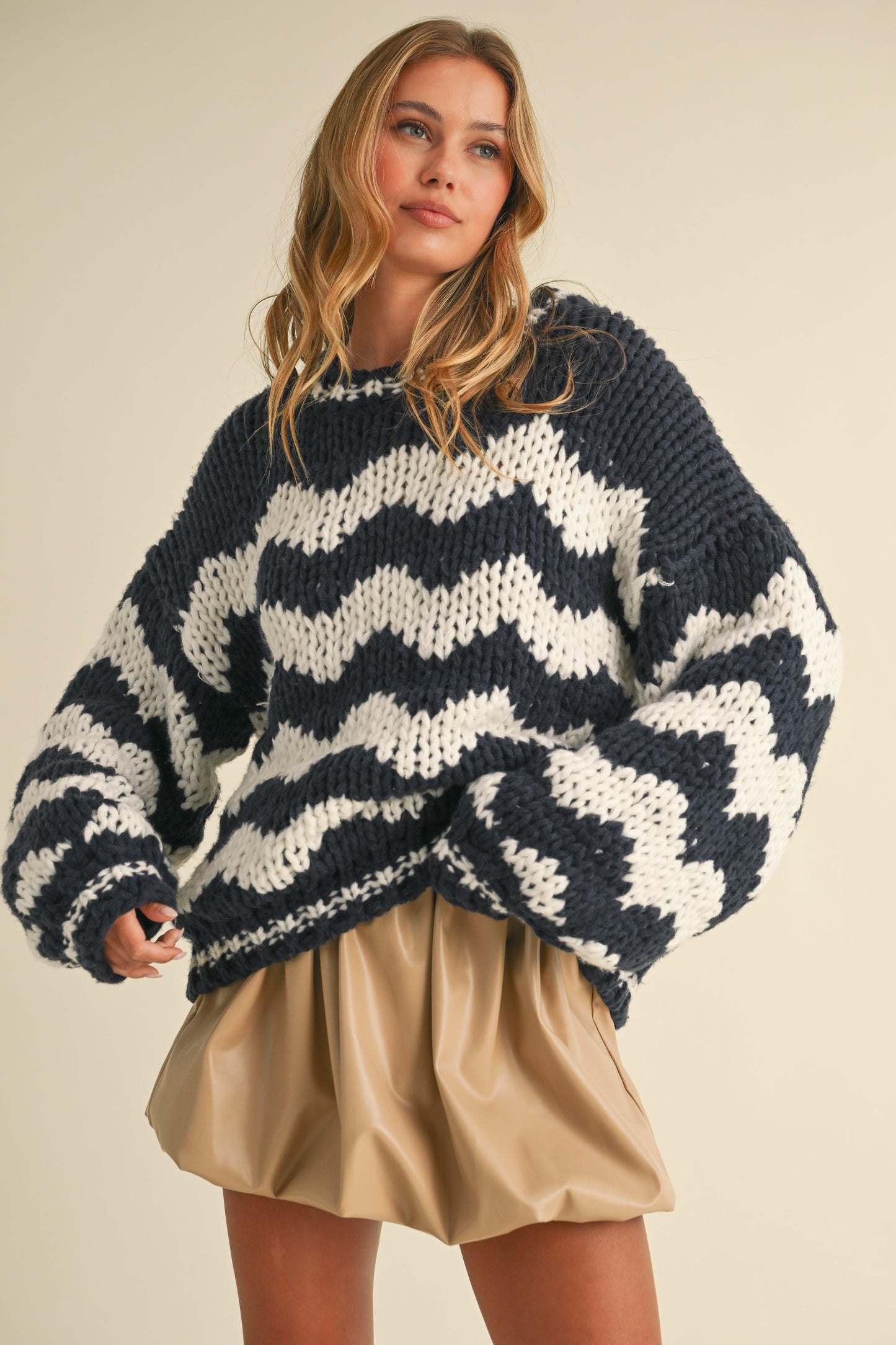 Oversized Chevron Chunky Sweater