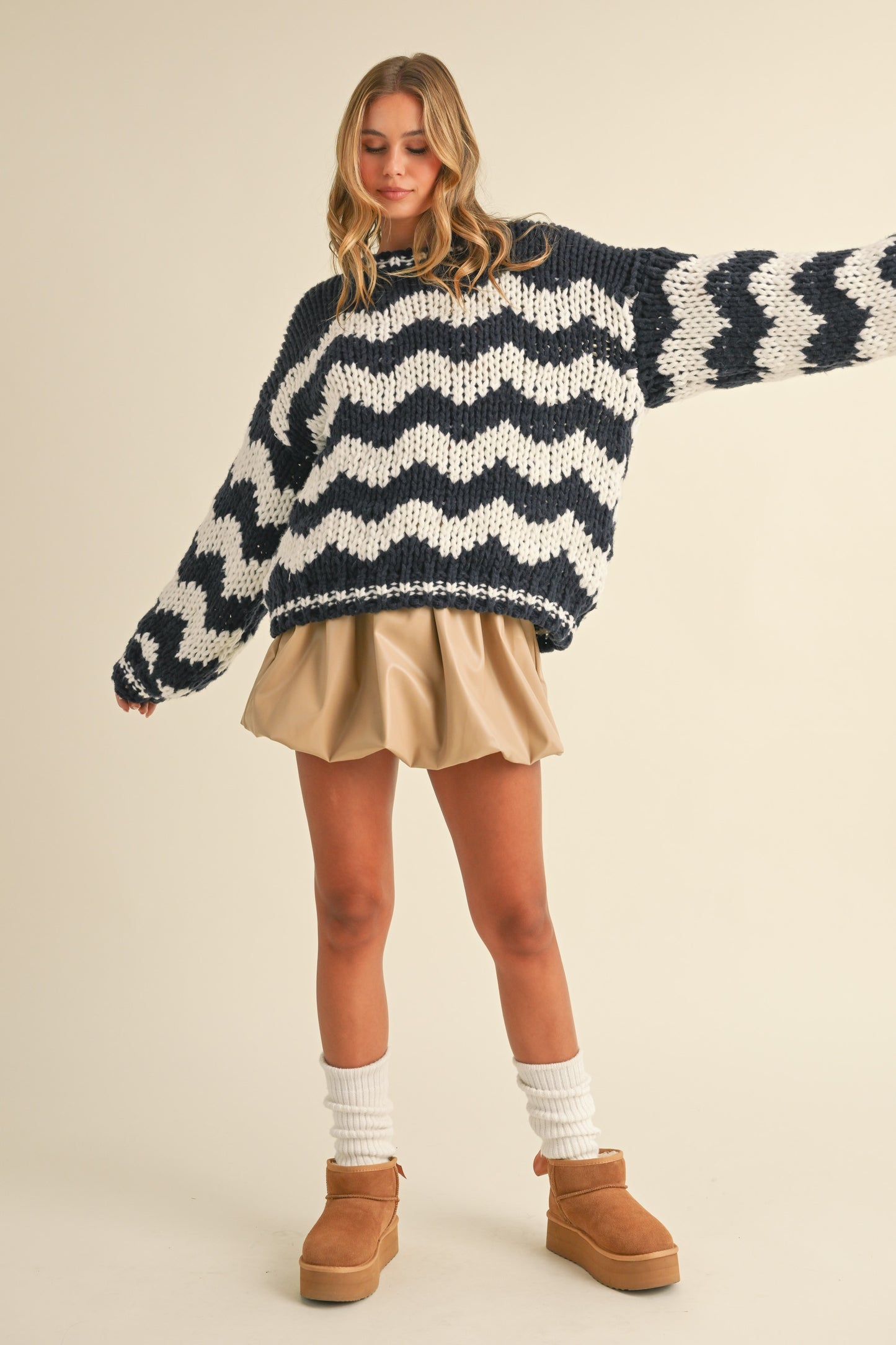 Oversized Chevron Chunky Sweater