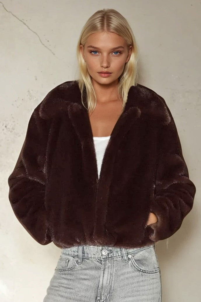 Chocolate Brown Fur Jacket