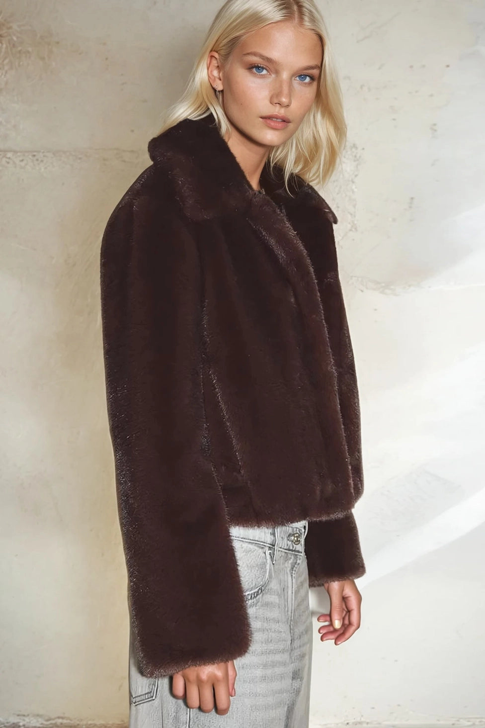 Chocolate Brown Fur Jacket