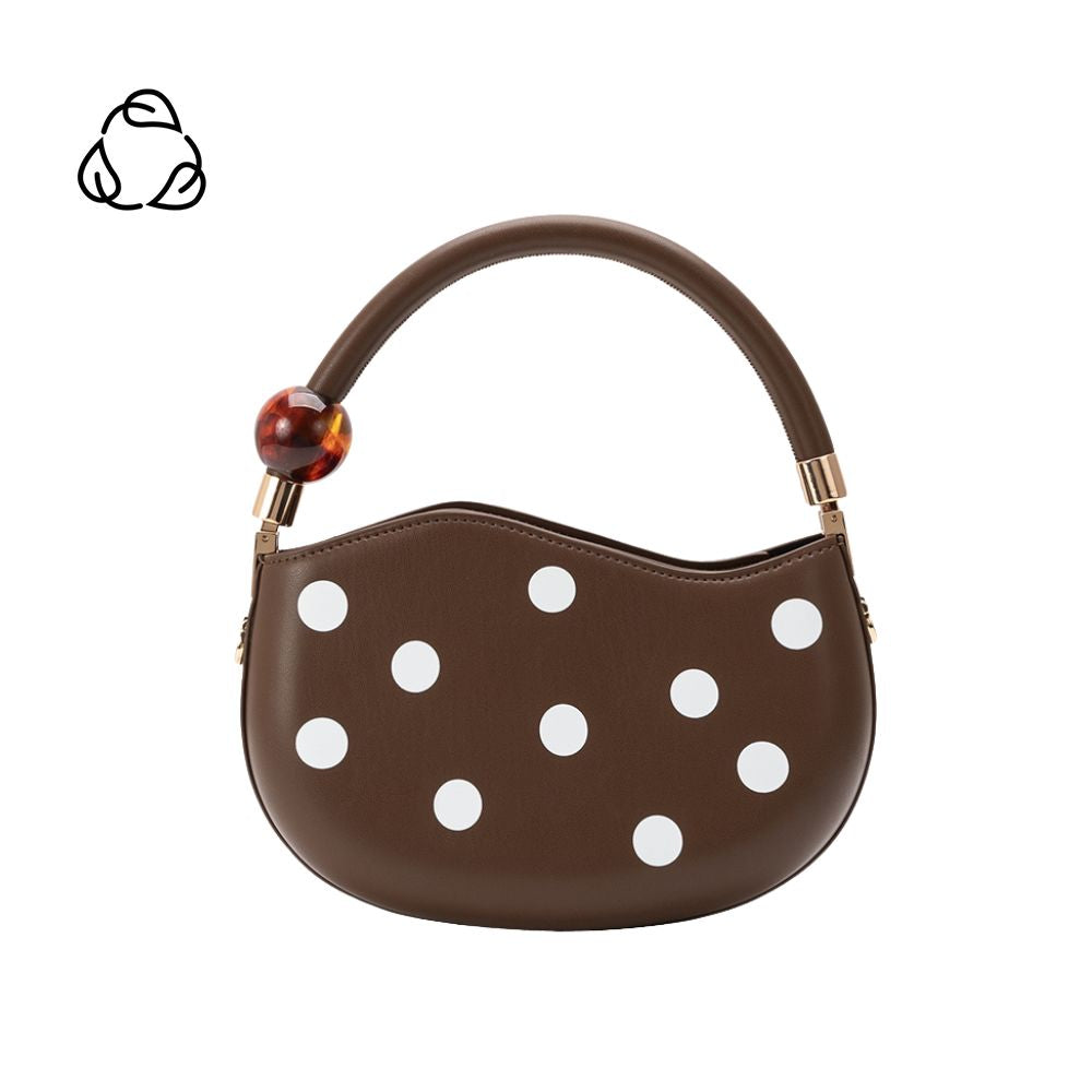 Chocolate Polka Dot Recycled Vegan Leather Handbag