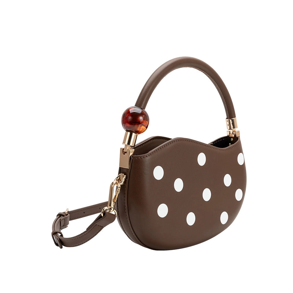 Chocolate Polka Dot Recycled Vegan Leather Handbag