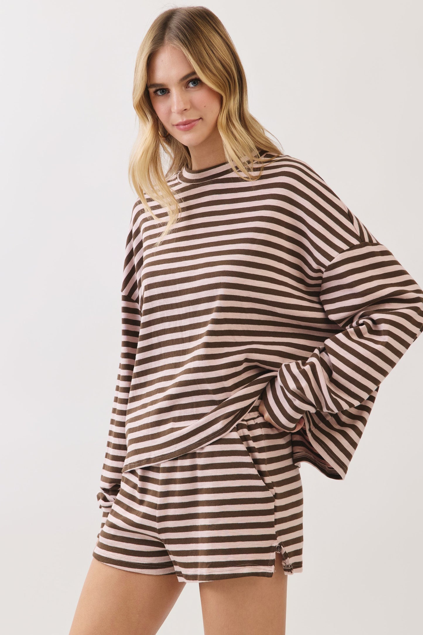 Chocolate Stripe Pull On Shorts