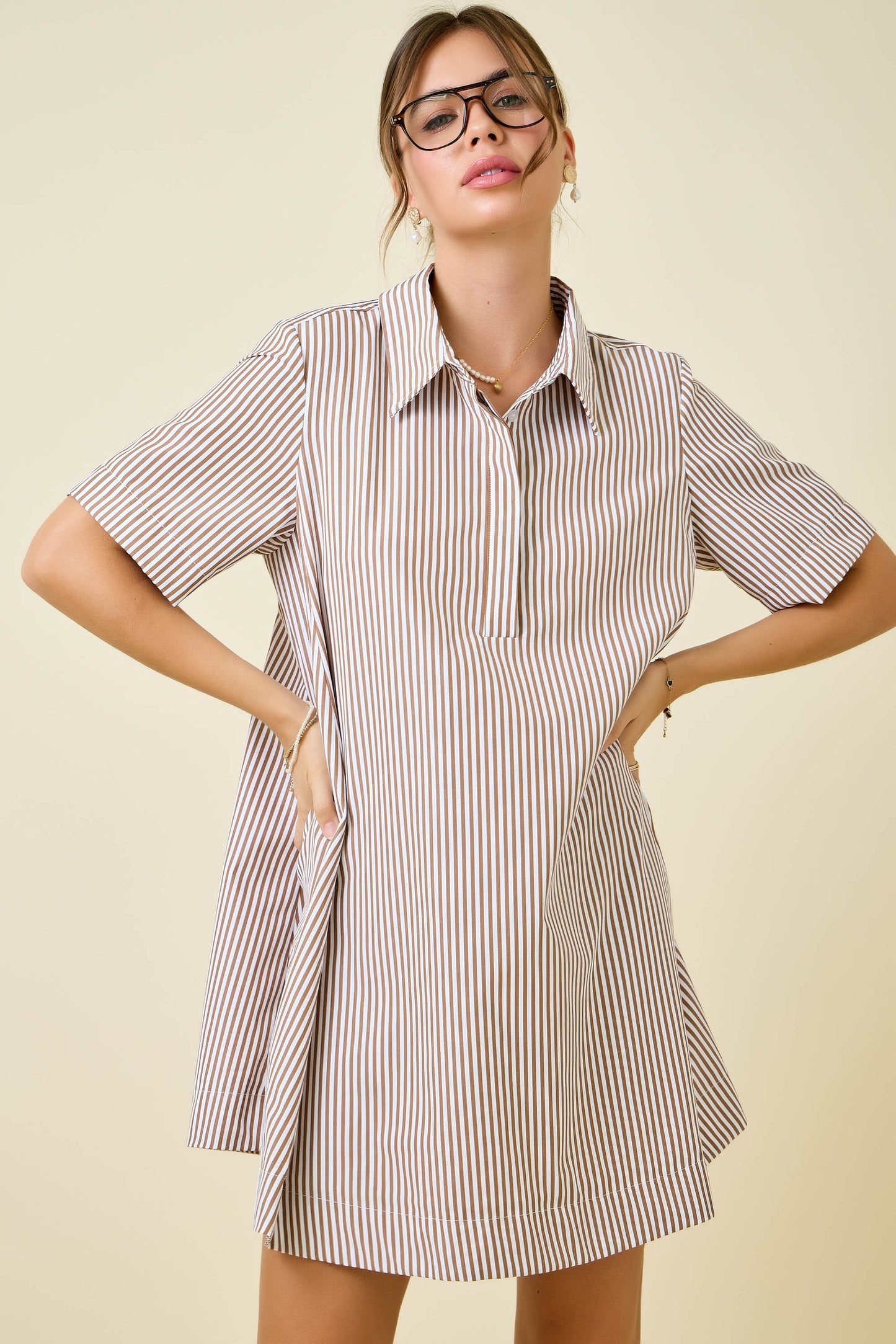 Chocolate Stripe Swing Dress