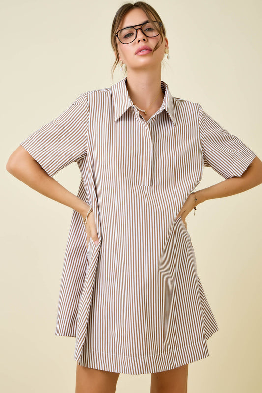 Chocolate Stripe Swing Dress