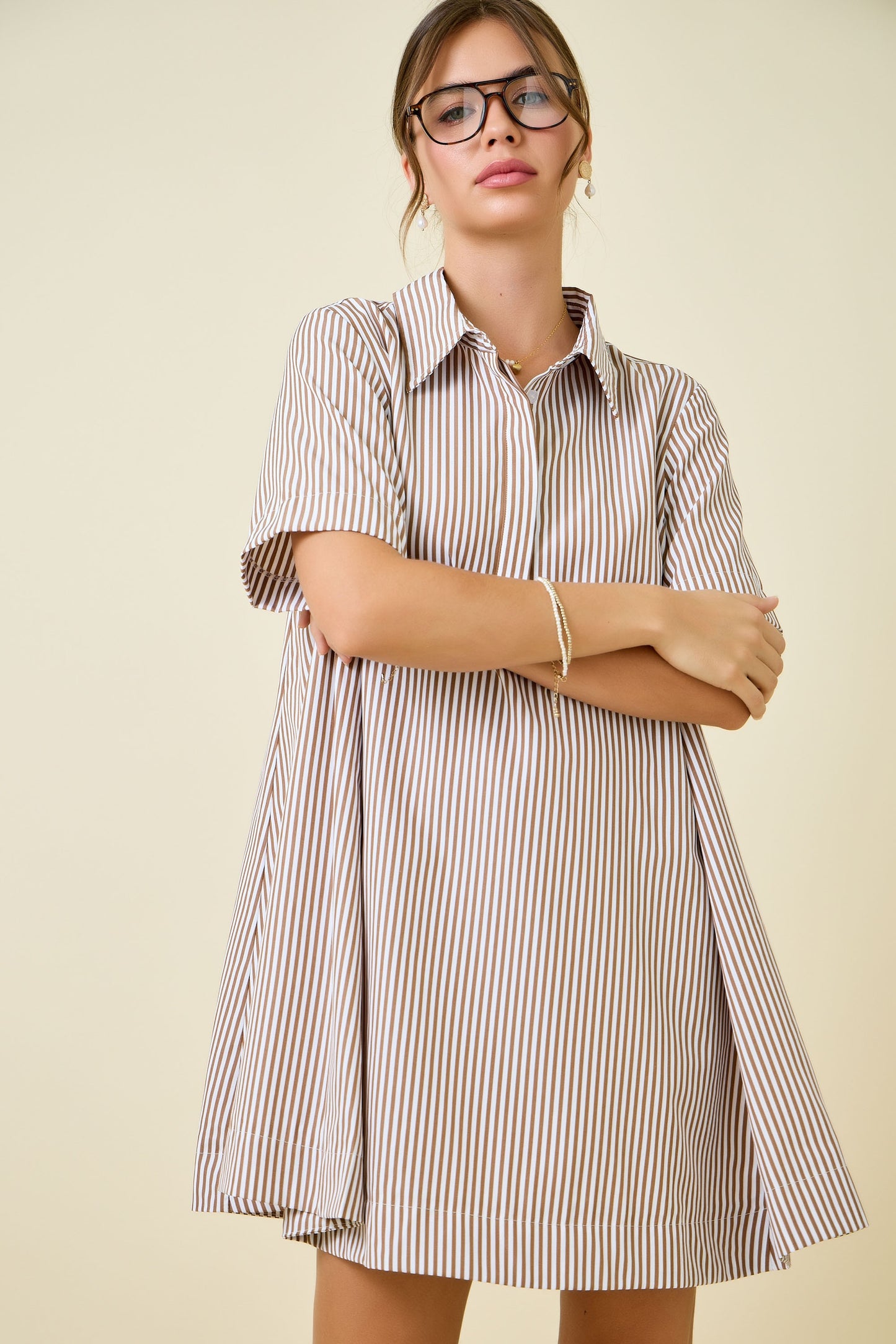 Chocolate Stripe Swing Dress