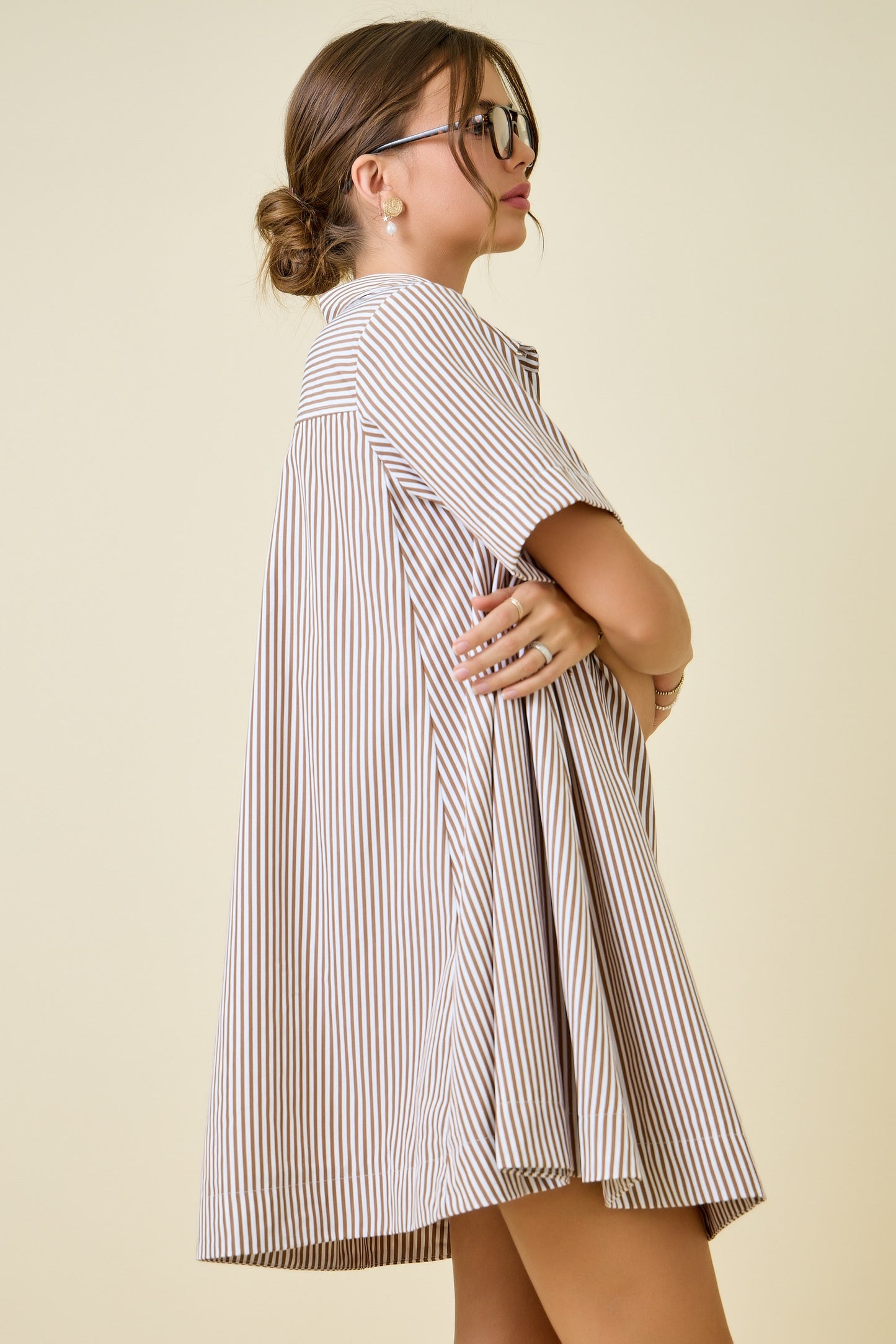 Chocolate Stripe Swing Dress