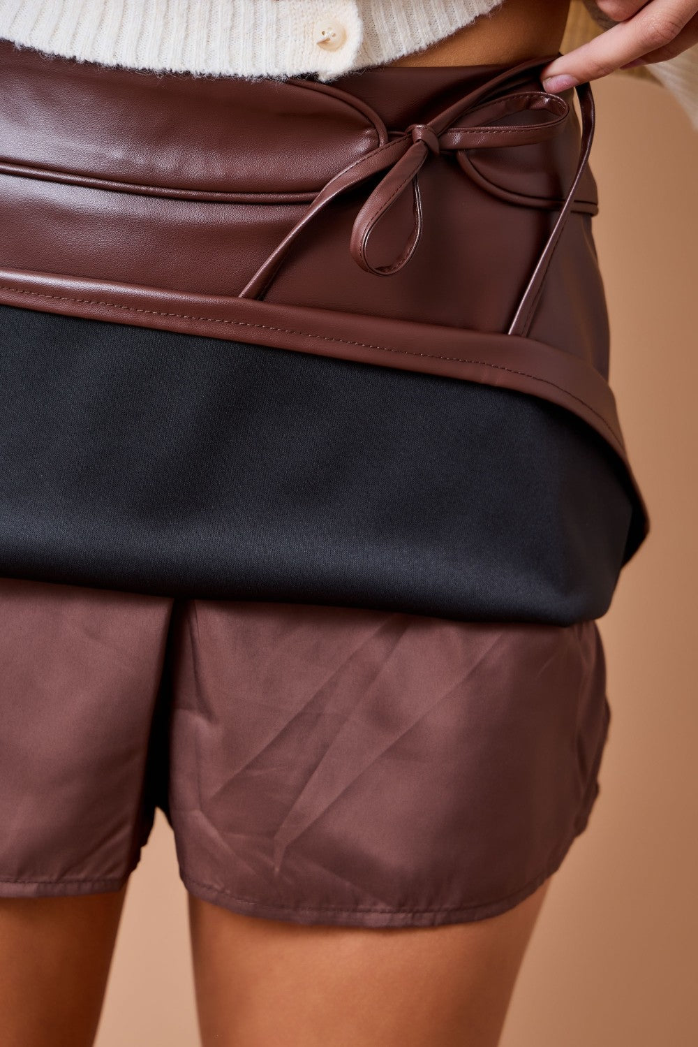 Chocolate Overlay Tie Skort