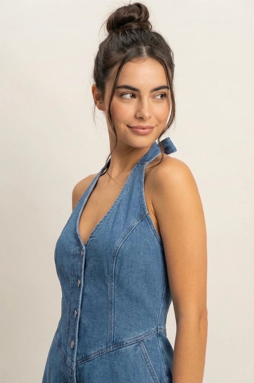 Halter Denim Romper