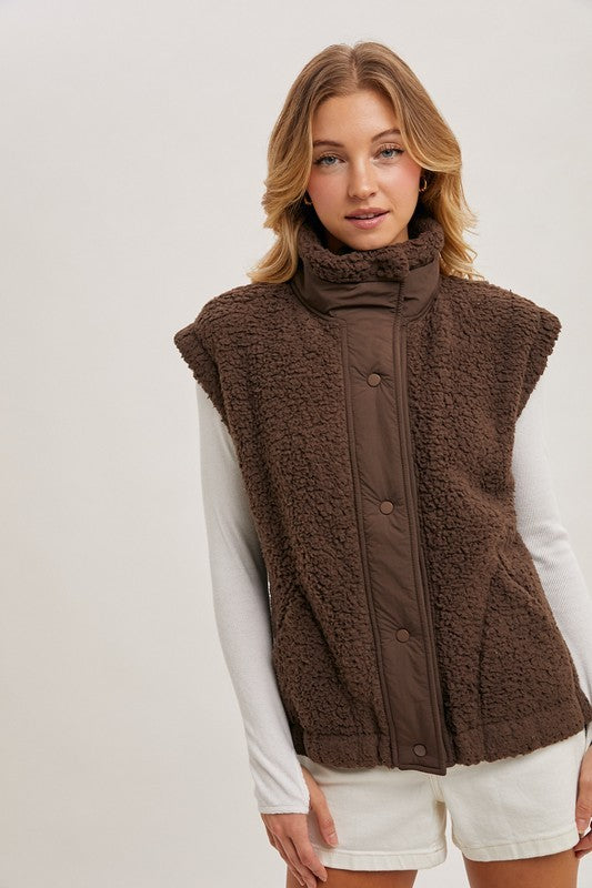 Fleece Sherpa Vest- Coco