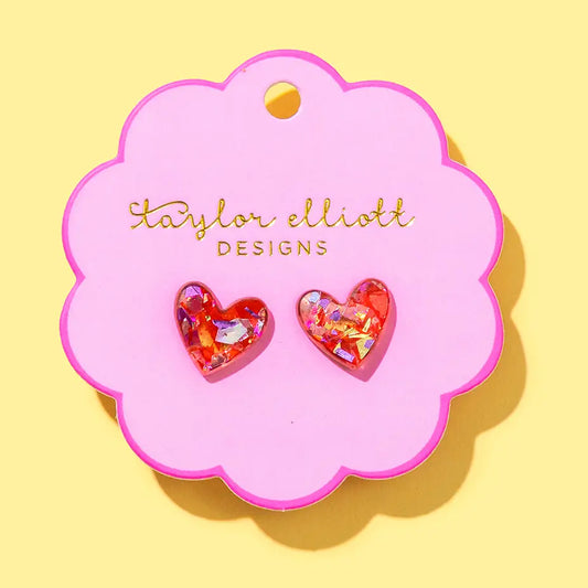 Confetti Acrylic Heart Studs